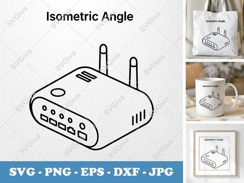 Router SVG | Modern Clean Network Device Cut File | WiFi, Internet, Tech | PNG, EPS, DXF for Cricut & Silhouette