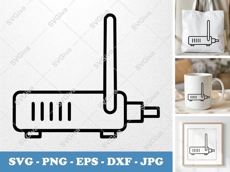 Router SVG, Modern Clean Wi-Fi Internet Network Design | PNG, EPS, DXF for Cricut & Silhouette