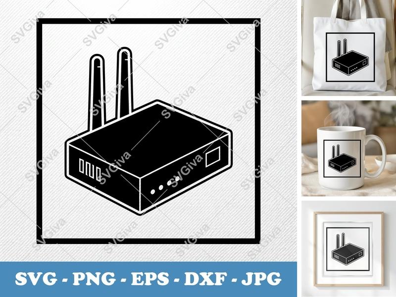 Router SVG | Modern Minimalist Network Device | PNG EPS DXF | Cricut & Silhouette Cut File