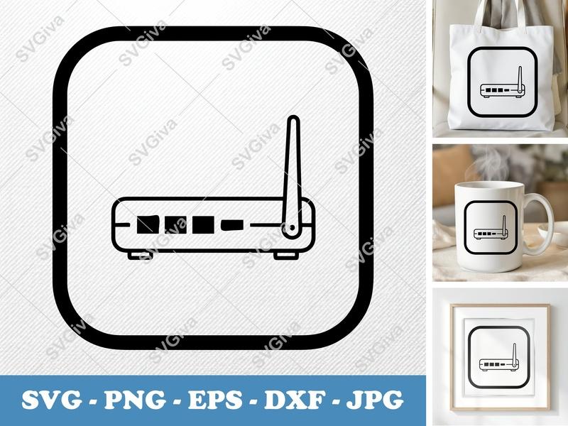 Router SVG | Modern Minimalist Network Device | PNG EPS DXF | Cricut Silhouette Cut File