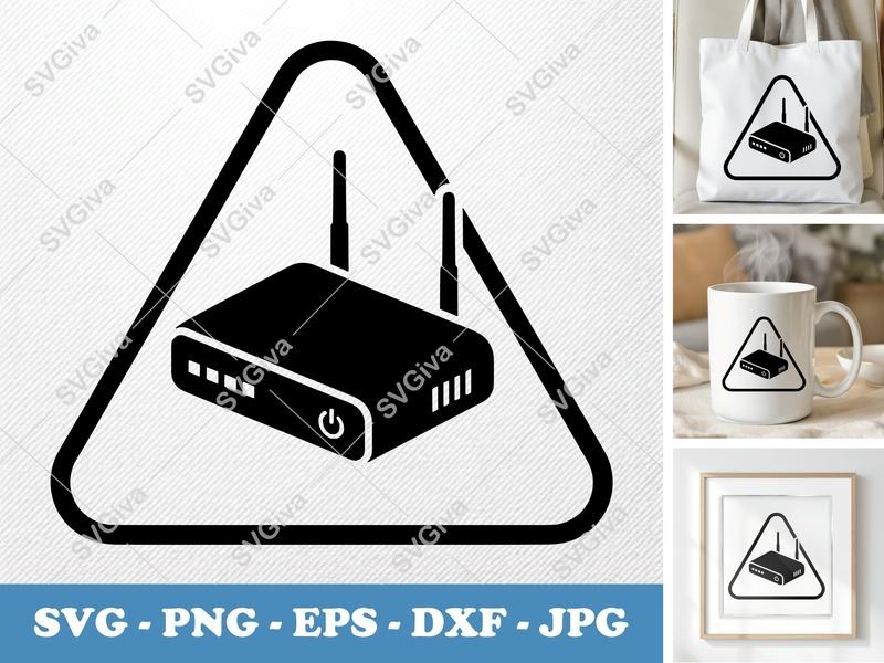 Router SVG | Modern Network Device Icon | Clean Wireless WiFi | PNG EPS DXF for Cricut & Silhouette