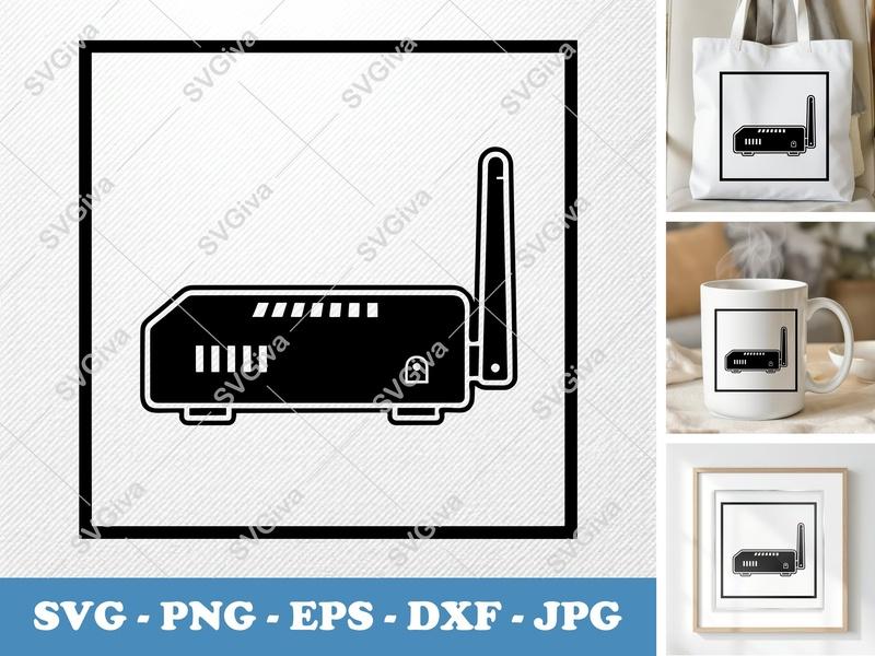 Router SVG | Modern Network Device Icon | PNG EPS DXF | Cricut Silhouette Cut File