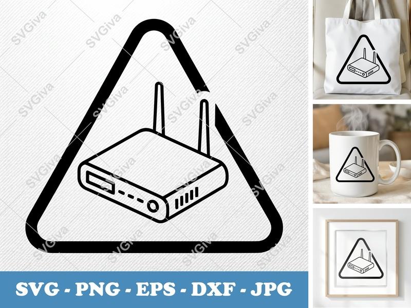 Router SVG | Modern Network Device Icon, WiFi Symbol | PNG EPS DXF for Cricut, Silhouette, Digital Art