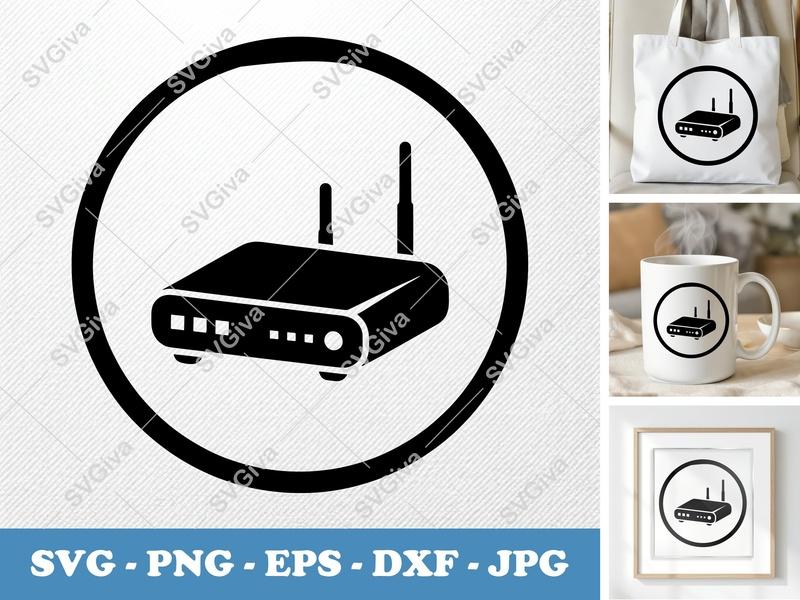Router SVG | Modern Network Device | PNG EPS DXF | Cricut Silhouette Cut File