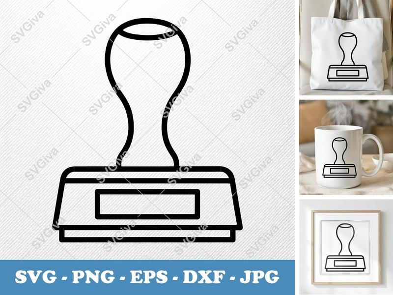 Rubber Stamp classic svg icon | Double Outline Design, Basic Shapes | SVG PNG EPS DXF for Cricut Silhouette