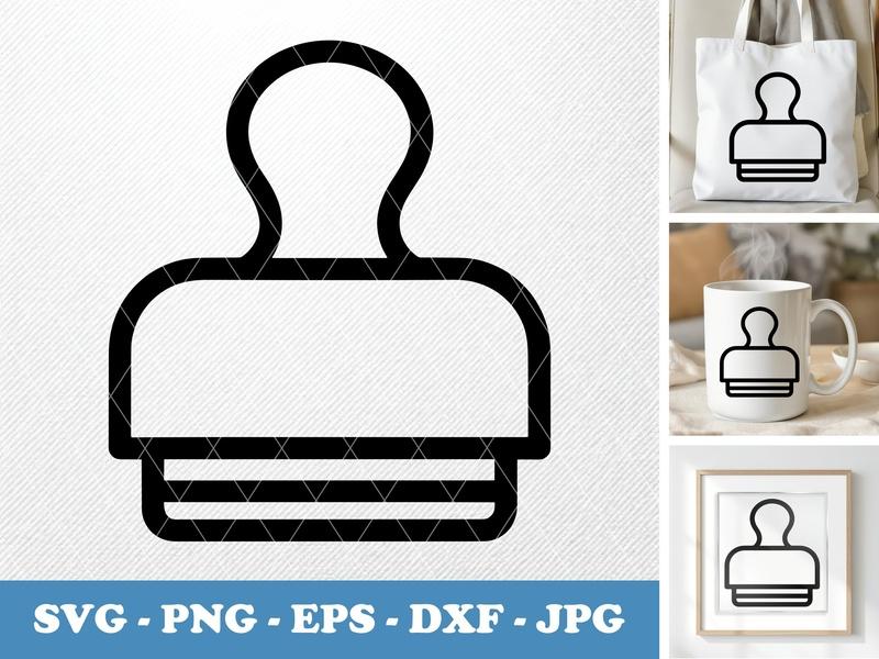 Rubber Stamp in side view profile | Rounded Outline SVG PNG EPS DXF | Cricut Silhouette File | Office Icon Cut