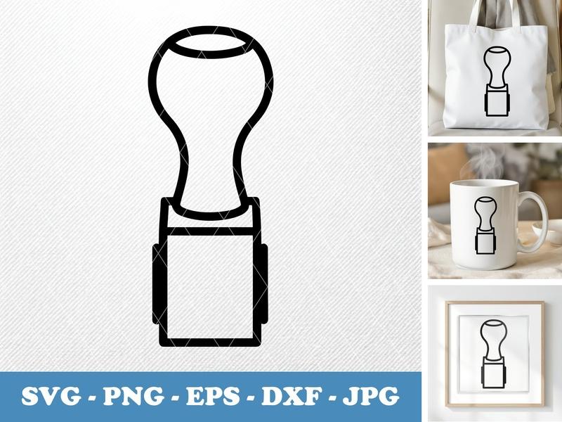 Rubber Stamp in side view profile SVG | Bold Outline | Desk Clipart | PNG EPS DXF | Cricut Silhouette File