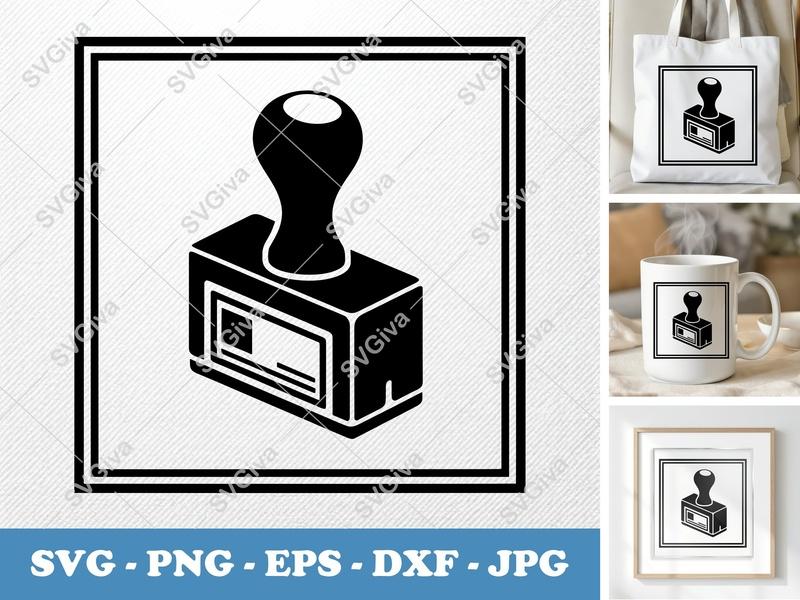 Rubber Stamp isometric angle | Solid Black Fill | Contour Line | SVG PNG EPS DXF for Cricut Silhouette