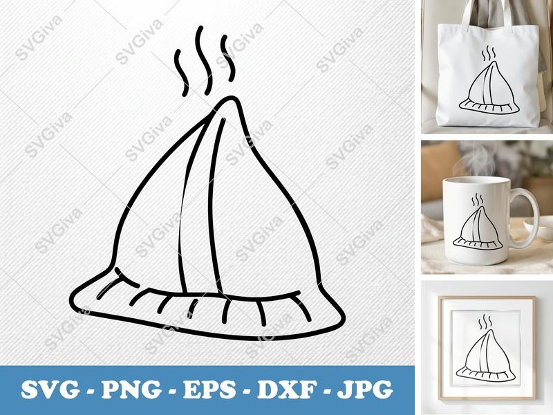 Samosa Fresh SVG | Minimalist Character Cut File for Cricut, Silhouette | PNG, DXF, EPS Vector Art