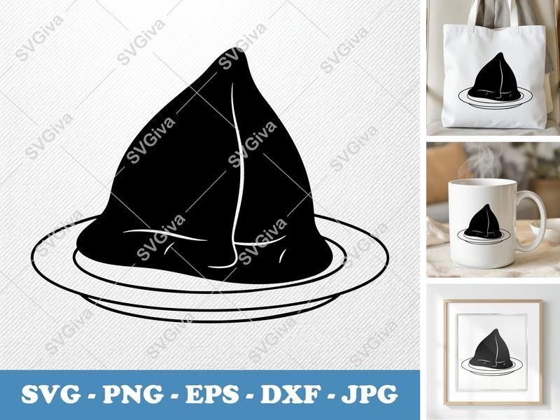 Samosa on a Plate SVG | Puffy Pillow-Soft Shapes | Cricut Silhouette | PNG DXF EPS Cut File