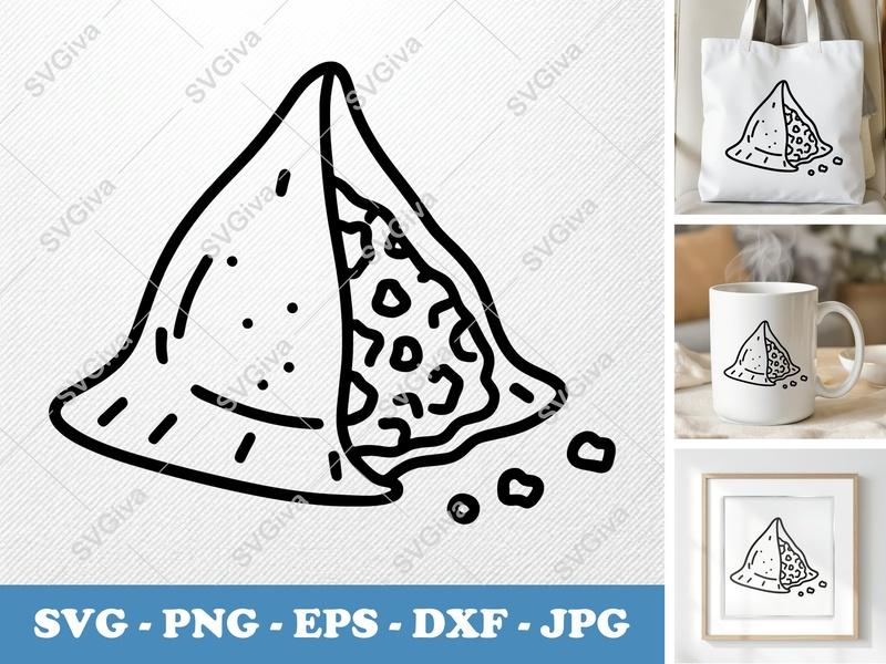 Samosa SVG, Modern Clean Design, Food Outline Cut File for Cricut & Silhouette | PNG EPS DXF Vector Clipart