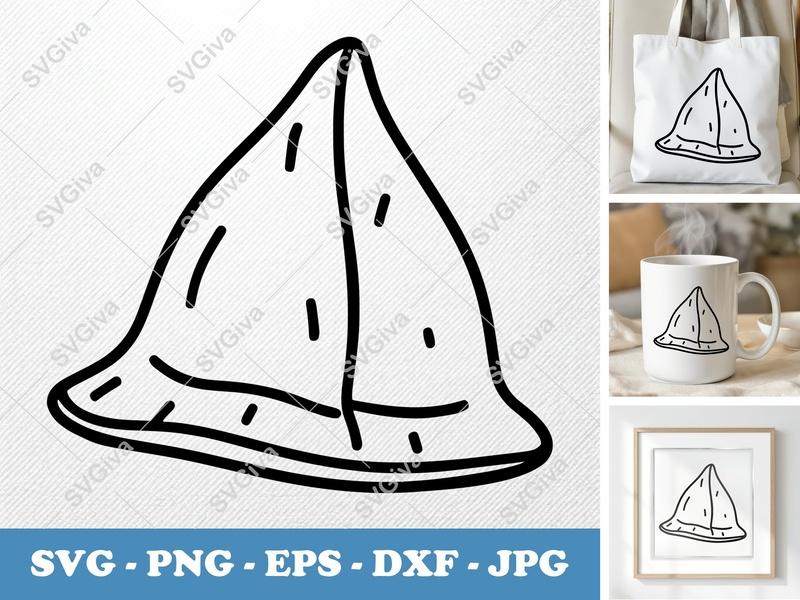 Samosa SVG | Modern Clean Food Line Art | PNG EPS DXF | Cricut Silhouette Cut File