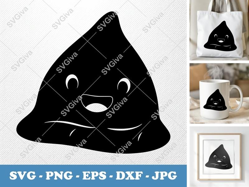Samosa with Smiling Face SVG | Puffy, Pillow-Soft Shapes | PNG DXF EPS | Cricut Silhouette File