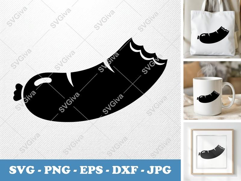 Sausage Partially Eaten SVG PNG DXF EPS | Food Cut File for Cricut Silhouette | Kitchen Decor Vector