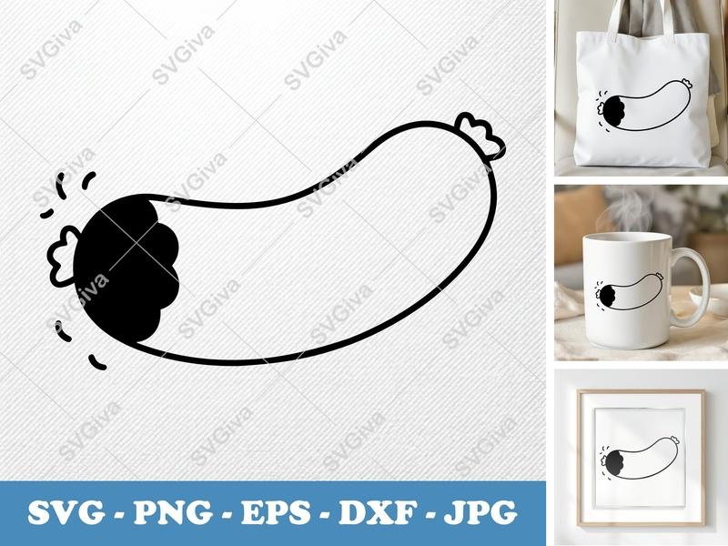 Sausage SVG, Cooked Food Cut File, Modern Design | PNG EPS DXF for Cricut, Silhouette, Vector Clipart