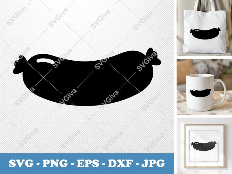 Sausage SVG | Modern Clean Food Icon PNG EPS DXF for Cricut, Silhouette, Butcher, Grill, Hot Dog Cut File