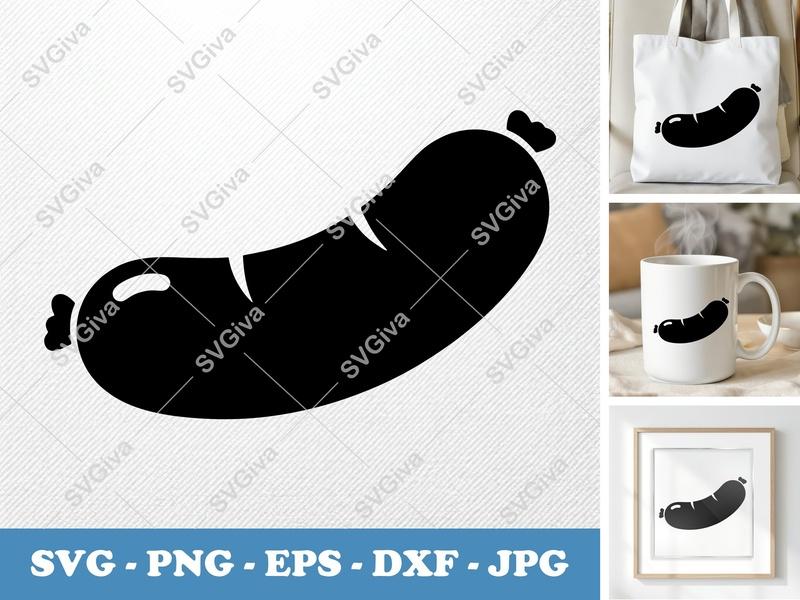 Sausage SVG PNG DXF EPS | Food Cut File Cricut Silhouette | Kitchen Decor Craft Supply