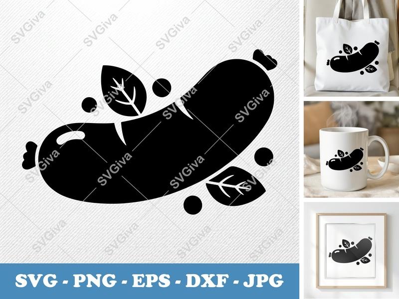 Sausage with Garnish SVG PNG DXF EPS | Cricut Silhouette Kitchen Food Cut File