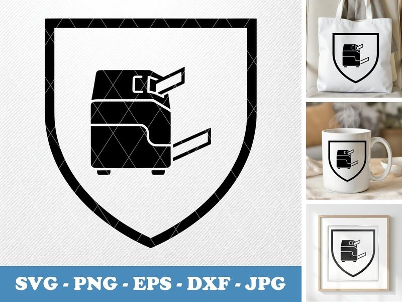 Scanner in side view profile SVG, Shield Frame, Office Clipart, PNG, EPS, DXF for Cricut, Silhouette, Vector Icon