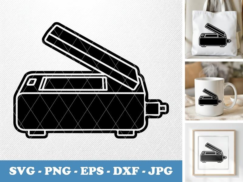 Scanner in side view profile SVG | Solid Black Outline | Office Equipment PNG DXF EPS | Cricut Silhouette Cut File