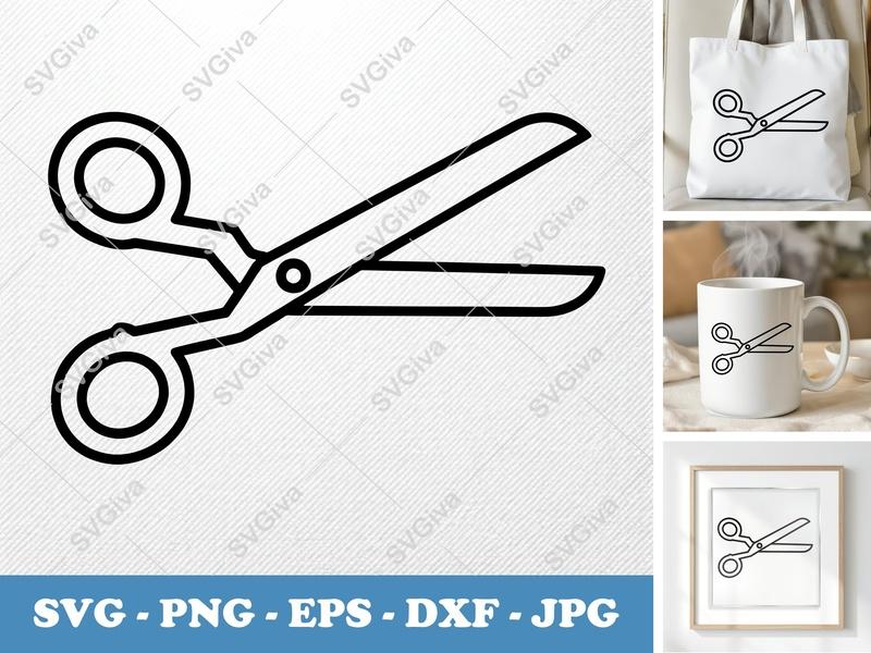Scissors classic svg icon | Double Outline Cut File, Office Supply SVG, PNG, EPS, DXF for Cricut & Silhouette, School Icon