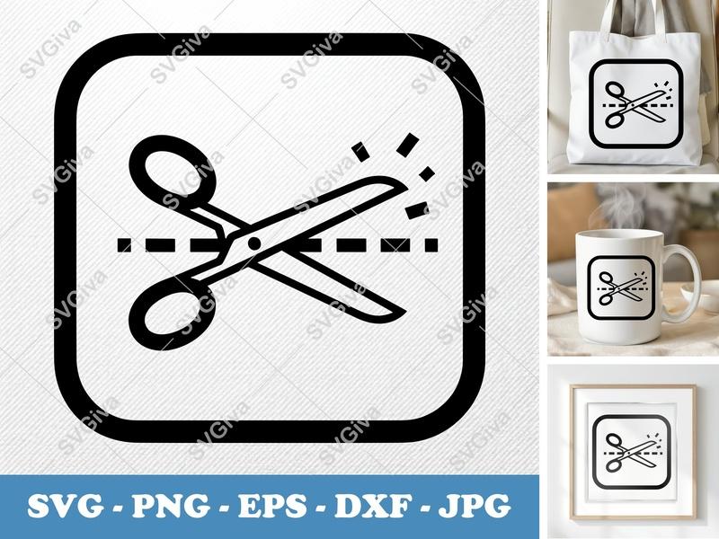 Scissors in active use SVG | Minimalist Cut Line Icon | PNG EPS DXF | Cricut Silhouette File