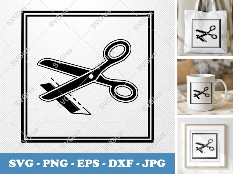 Scissors SVG | Cut Line Icon, Modern Clean Design | PNG EPS DXF for Cricut & Silhouette