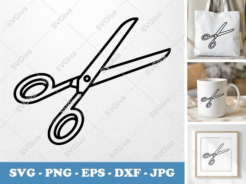 Scissors SVG | Outline Clipart, Modern Clean Design | PNG EPS DXF for Cricut & Silhouette, Craft Cut File