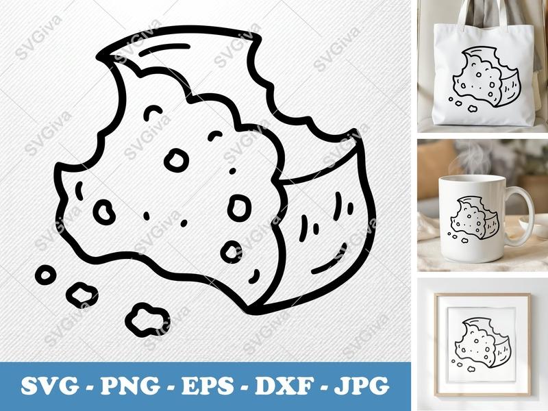 Scone Partially Eaten SVG - Friendly, Bean-Shaped Cut File | PNG, DXF, EPS for Cricut & Silhouette