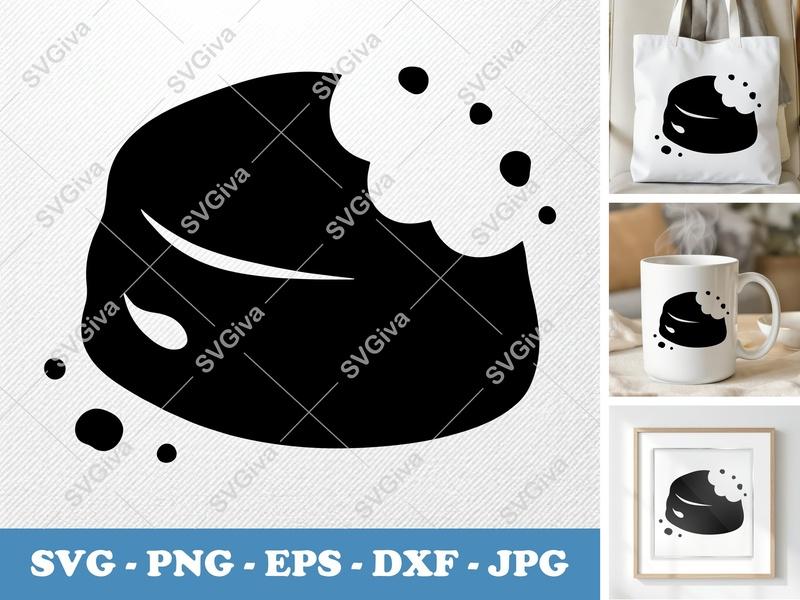Scone Partially Eaten SVG - Puffy & Soft Shapes Cut File | PNG DXF EPS | Cricut Silhouette Baking Design