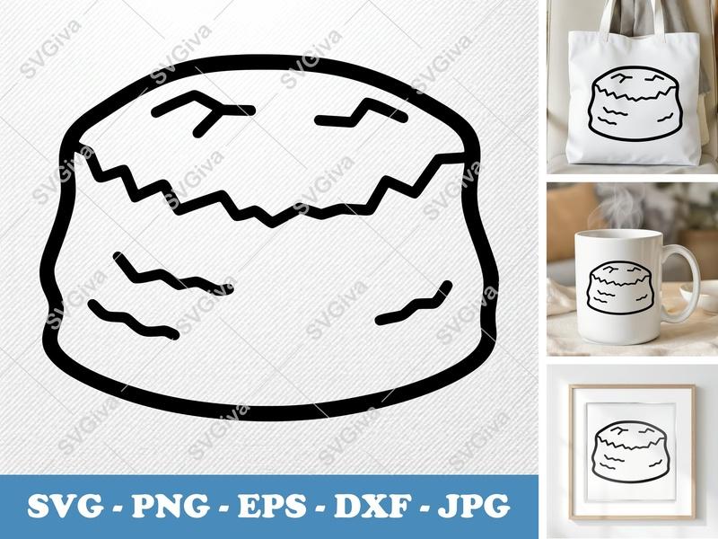Scone SVG | Minimalist Food Clipart | Bold Contour Design PNG DXF EPS | Cricut Silhouette Cut File