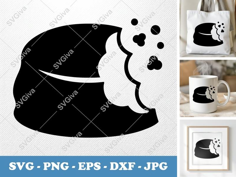 Scone SVG, Modern Bitten Dessert Cut File, PNG EPS DXF for Cricut & Silhouette, Bakery Snack Vector
