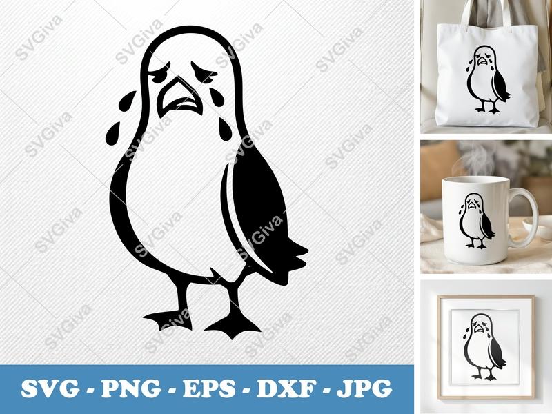 Seagull Crying SVG | Minimalist Bold Contour Vector | PNG DXF EPS | Cricut Silhouette Cut File