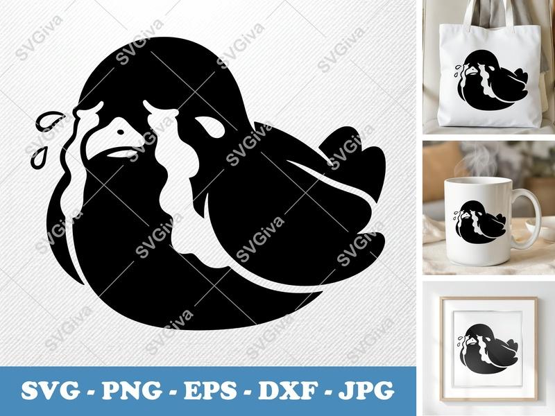 Seagull Crying SVG, Sad Bird PNG, EPS, DXF Cut File for Cricut, Silhouette, Emotional Animal Design, Nautical