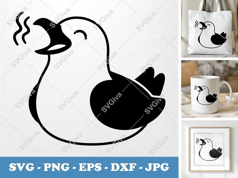Seagull Singing SVG | Puffy Pillow Soft Design | PNG DXF EPS | Cricut Silhouette File