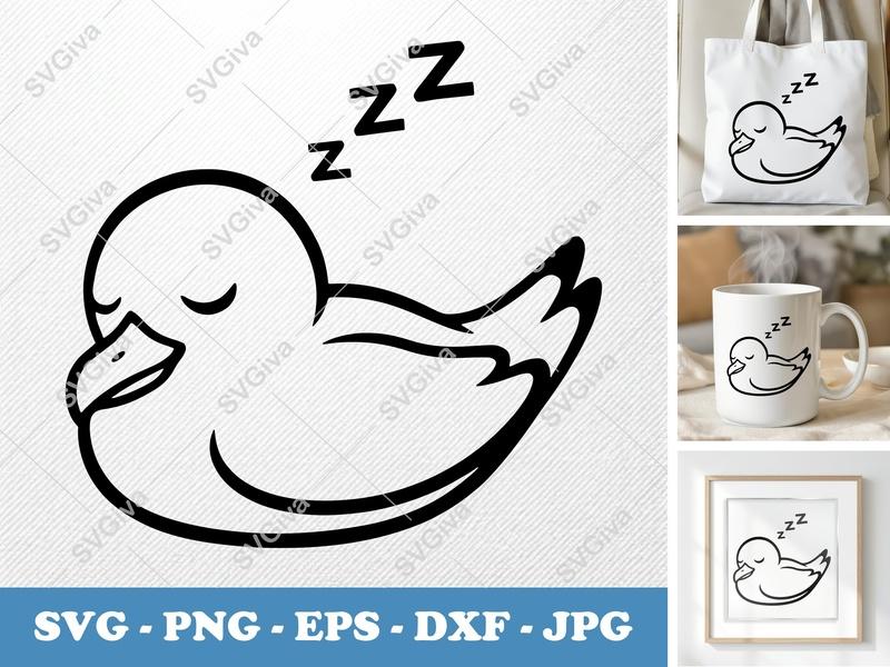 Seagull Sleeping SVG, Cute Bird Outline, Zzz Symbol, Modern Clean Design | PNG EPS DXF for Cricut Silhouette