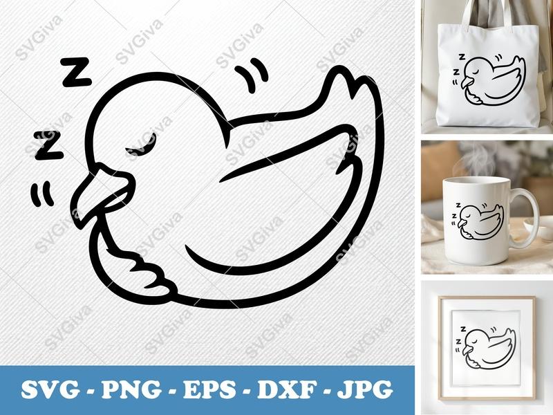 Seagull Sleeping SVG, Cute Modern Bird PNG, EPS, DXF Cut File for Cricut & Silhouette, Nautical Ocean Animal Design
