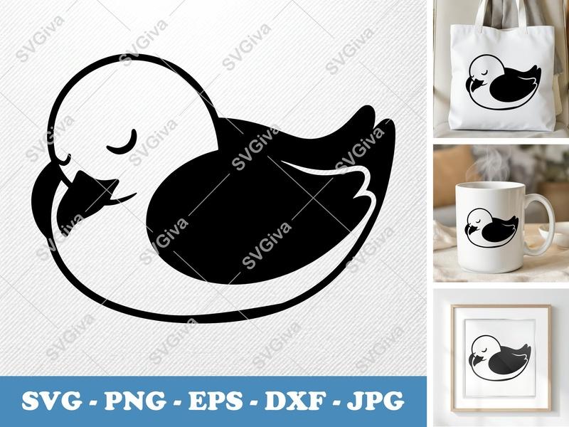 Seagull Sleeping SVG | Puffy Pillow-Soft Design | PNG DXF EPS | Cricut Silhouette File