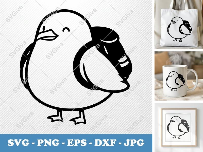 Seagull SVG | Cute Bird Design, Cartoon Animal Clipart | PNG EPS DXF for Cricut, Silhouette, Vinyl Decal