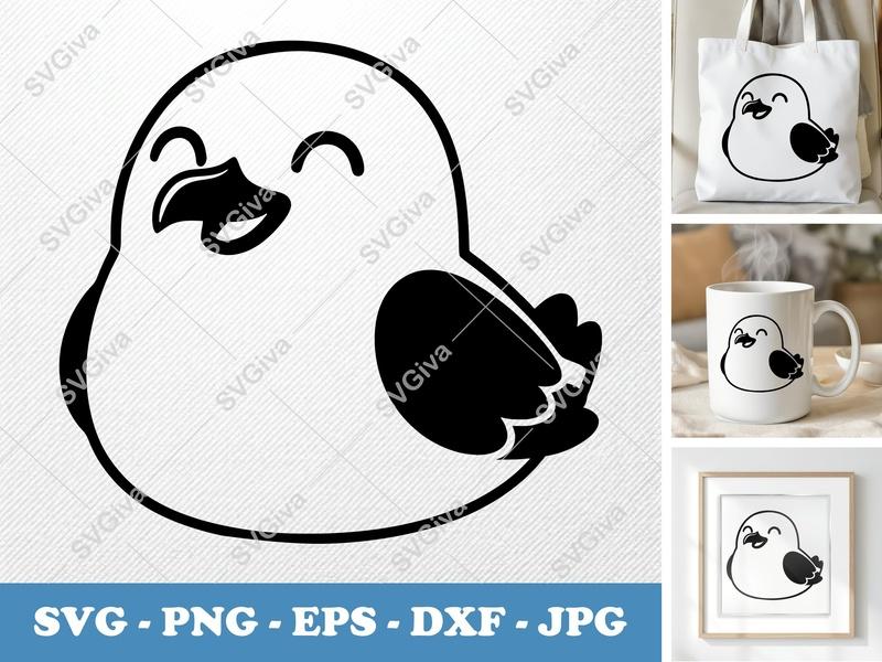 Seagull SVG | Happy Bird Cut File, Modern Design | PNG EPS DXF for Cricut, Silhouette, Crafting