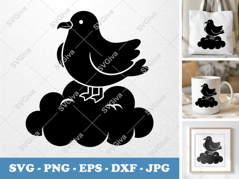 Seagull SVG | Plushie Puffy Cloud Cut File | PNG DXF EPS | Cricut Silhouette Design