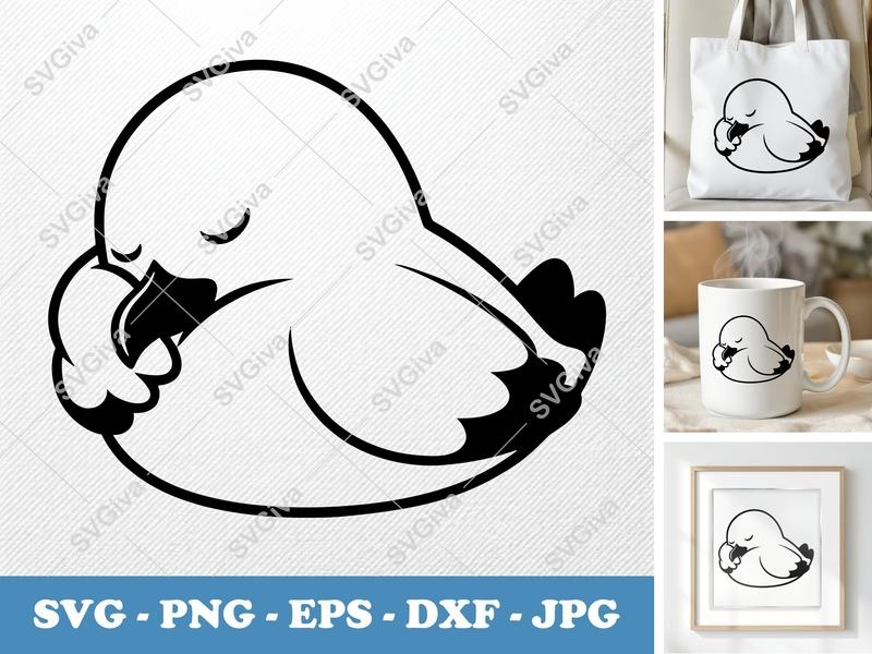 Seagull SVG | Sleeping Bird Cut File | Modern Nautical Design | PNG EPS DXF for Cricut Silhouette