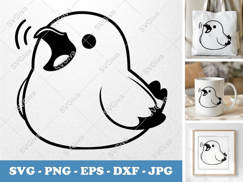 Seagull SVG | Yelling Bird Cut File, Modern Chirping Fowl | PNG EPS DXF for Cricut & Silhouette, Ocean Beach Design