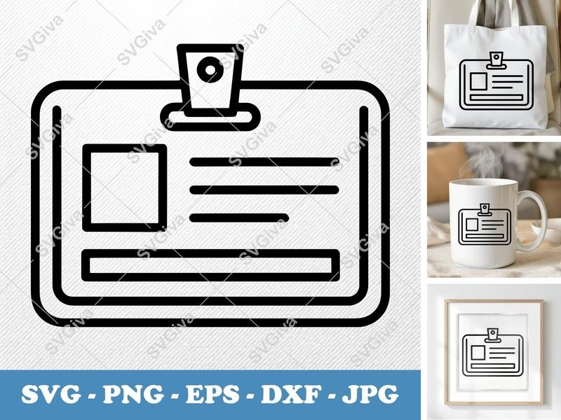 Security Badge classic svg icon | ID Card, Employee Pass | Double Outline SVG, PNG, EPS, DXF for Cricut & Silhouette