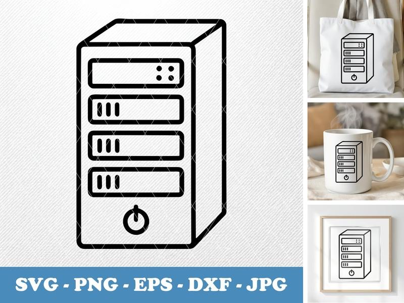 Server classic svg icon | Computer Tower, Desktop PC | SVG, PNG, EPS, DXF | Cricut, Silhouette Cut File