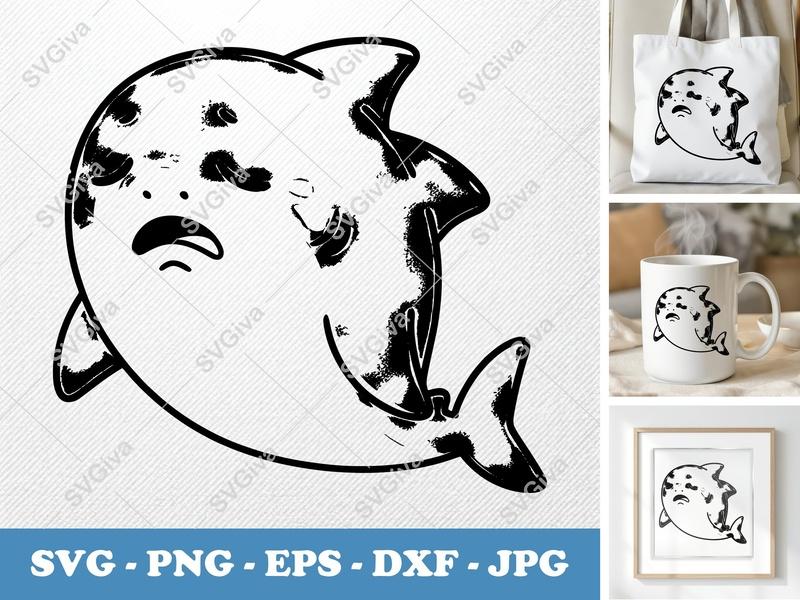 Shark Crying SVG | Puffy Cartoon Style Digital Download | PNG DXF EPS | Cricut Silhouette File
