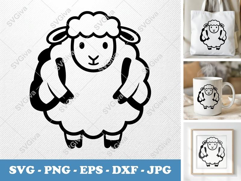 Sheep Puffy SVG, Inflated Pillow-Soft Design | PNG DXF EPS | Cricut Silhouette File