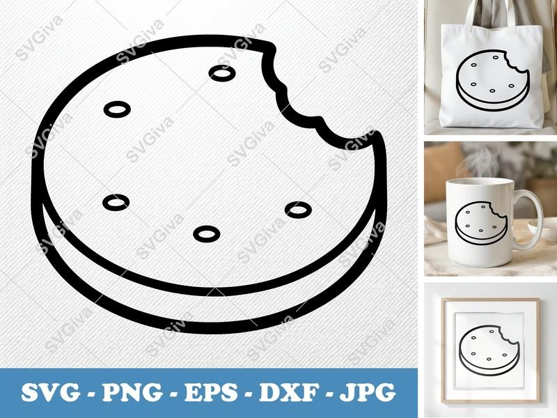 Shortbread Partially Eaten SVG PNG DXF EPS | Cookie Snack Cut File for Cricut Silhouette