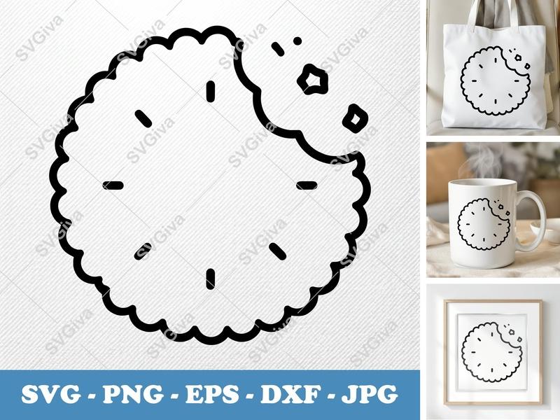 Shortbread Partially Eaten SVG, Rounded Friendly Cut File, PNG DXF EPS | Cricut | Silhouette