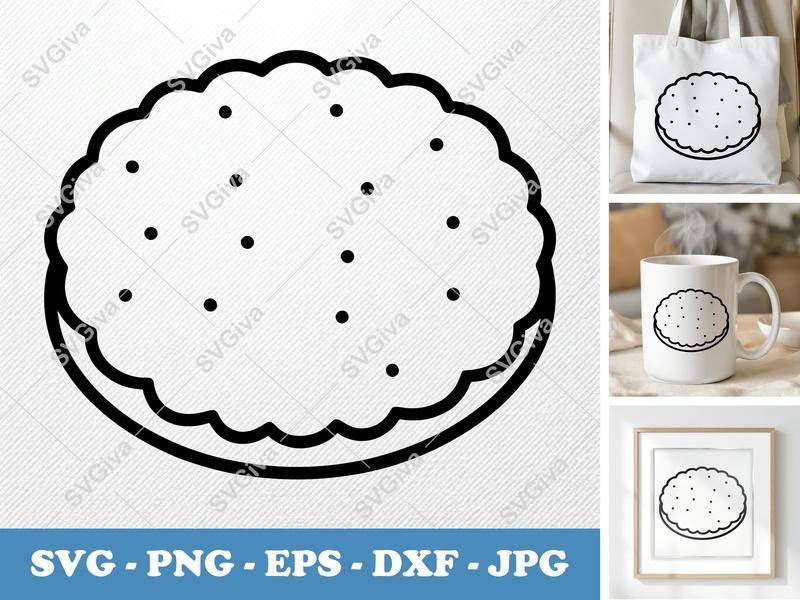 Shortbread SVG, Cookie Cut File, Modern Bakery Clipart | PNG EPS DXF | Cricut & Silhouette Food Design